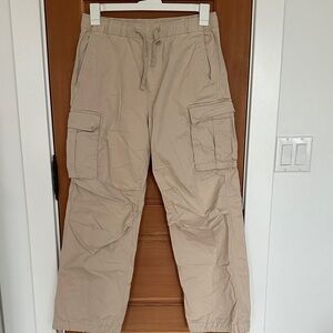 H&M Beige Cargo Pants with Drawstring Waist